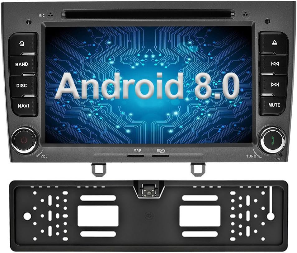 Ohok Android 8.0 Oreo Sat Nav for Peugeot 308 2008 2009 2010 Octa Core 4G+32G 7 Inch TouchScreen 2 Din Head Unit DVD Player Supports GPS Navigation Bluetooth WLAN Mirror Link DAB+ OBD2 SWC,Gray