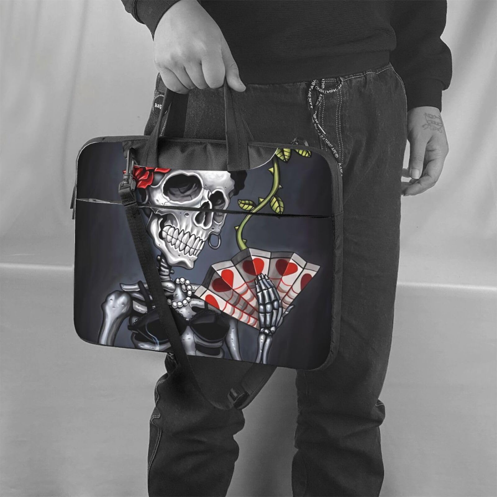 Custodia per computer portatile con stampa di ragazza di bellezza gotica, graziosa borsa per computer da uomo e donna, antiurto, design multi-tasca per lavoro/viaggi,