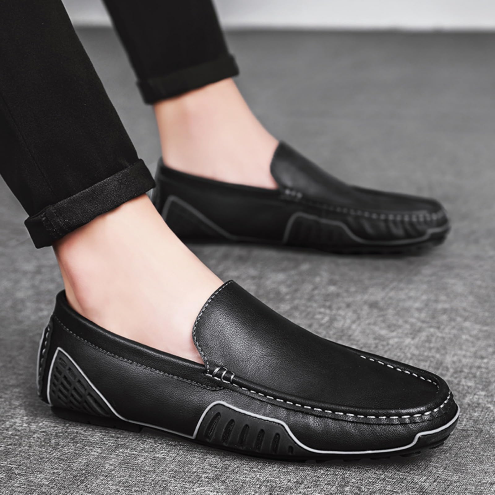 Hixingo Scarpe da Guida da Uomo in Pelle