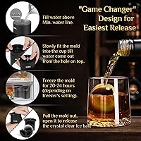 Vista 6 de Máquina de cubitos de hielo transparente, fabricador de bolas de hielo cristalinas de acero inoxidable de 2.5 pulgadas, moldes de cubitos de hielo