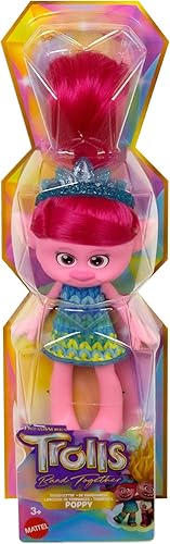 Miniatura 6 de Mattel DreamWorks Trolls Band Together Trendsettin' Fashion Muñecas, Queen Poppy con cabello vibrante y accesorio, juguetes inspirados en la película