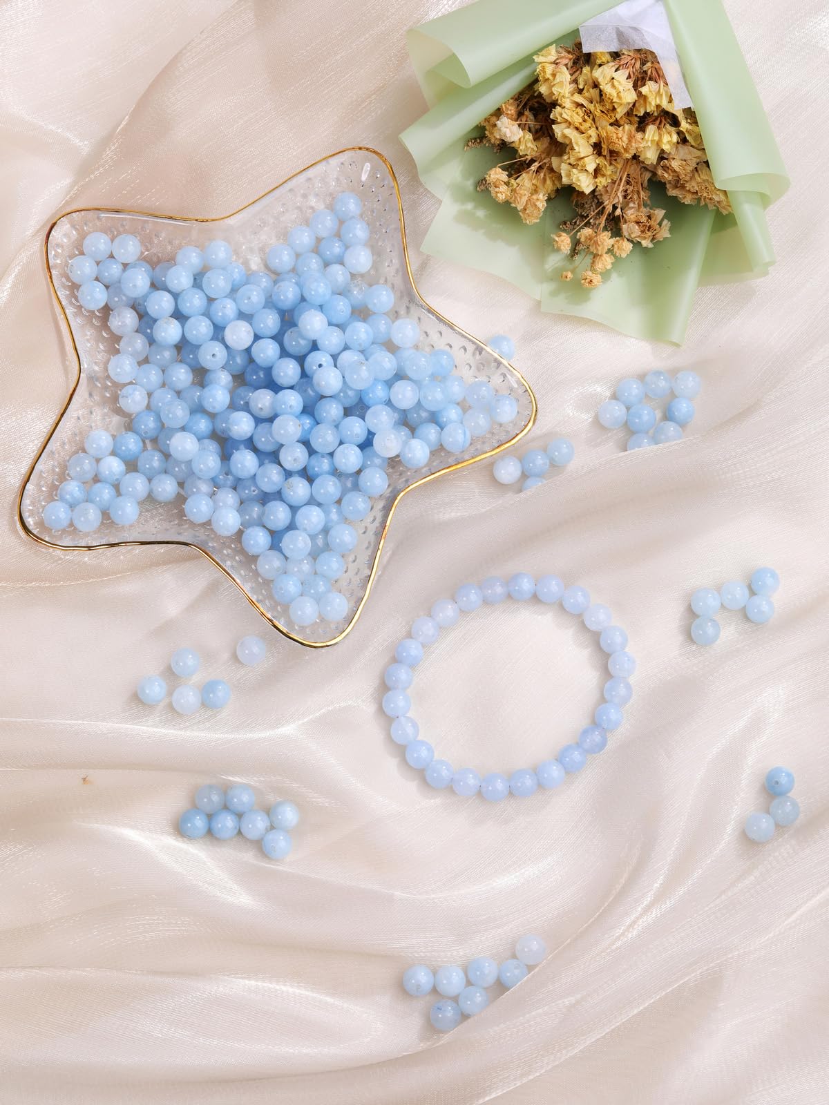 JOVIVI 8mm Aquamarine Crystal Beads for Bracelet Jewelry Making,96Pcs Natural Gemstone Craft Beads for Crafting,Blue Beads for Jewellery Making - Image 2