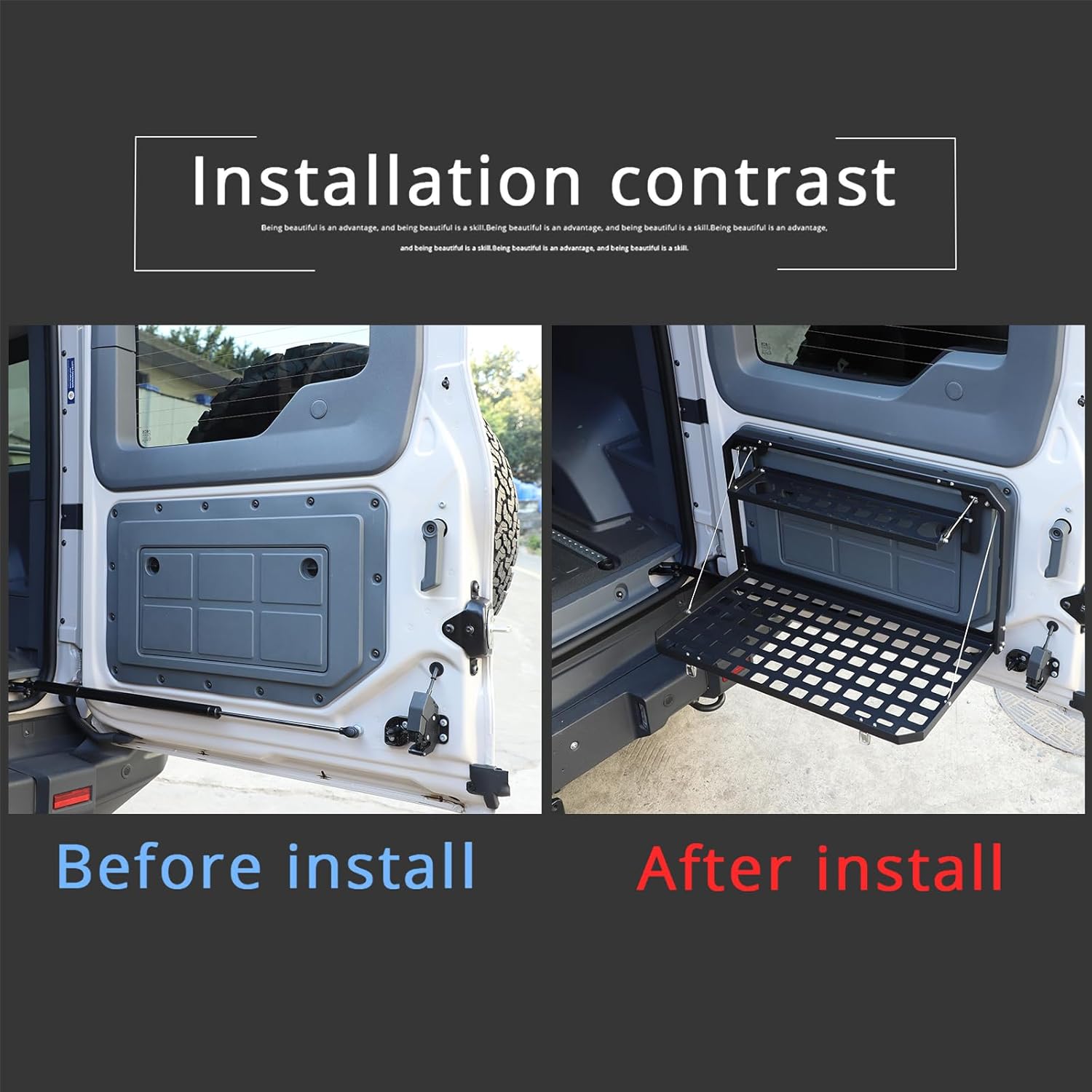 Tailgate Table Foldable Cargo Shelf Compatible with Ineos Grenadier 2020-2024, 2-Tier Aluminum Alloy Rear Tailgate Storage Modular Panel Luggage Holder Carrier Outdoor Camping Desk