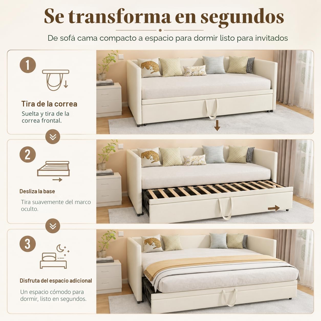 Sofá Cama Multifuncional Extensible 90/180 x 200 cm, sofá de 2 plazas con función de Dormir y somier, tapizado en Terciopelo, Ideal para salón y habitación de Invitados (sin colchón)