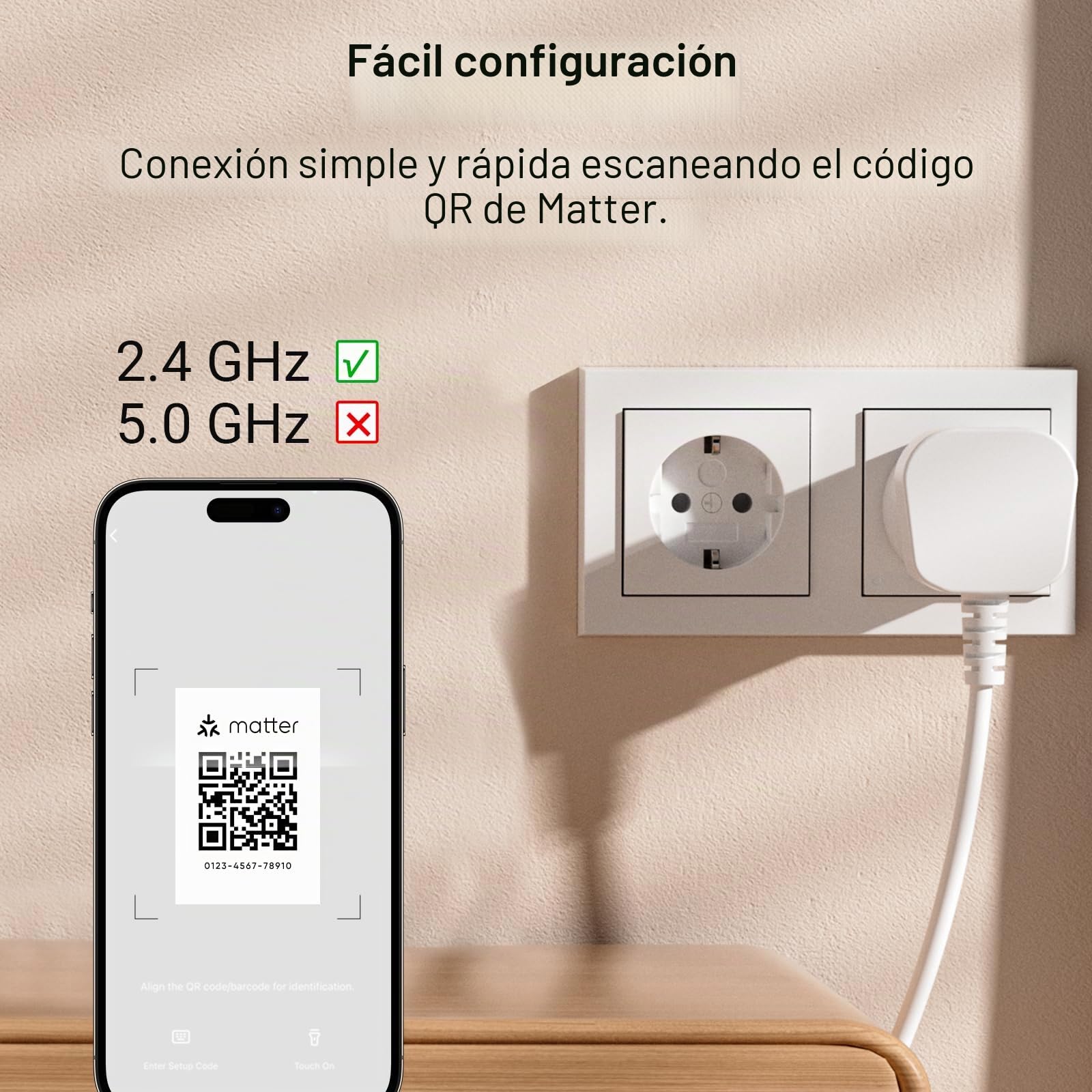 Matter Enchufes Inteligentes con Consumo de Energía, Enchufe WiFi para Hogar Inteligente, Compatible con Apple HomeKit, Alexa y Google, Acceso Remoto, No Requiere Hub, Mini 2Pack