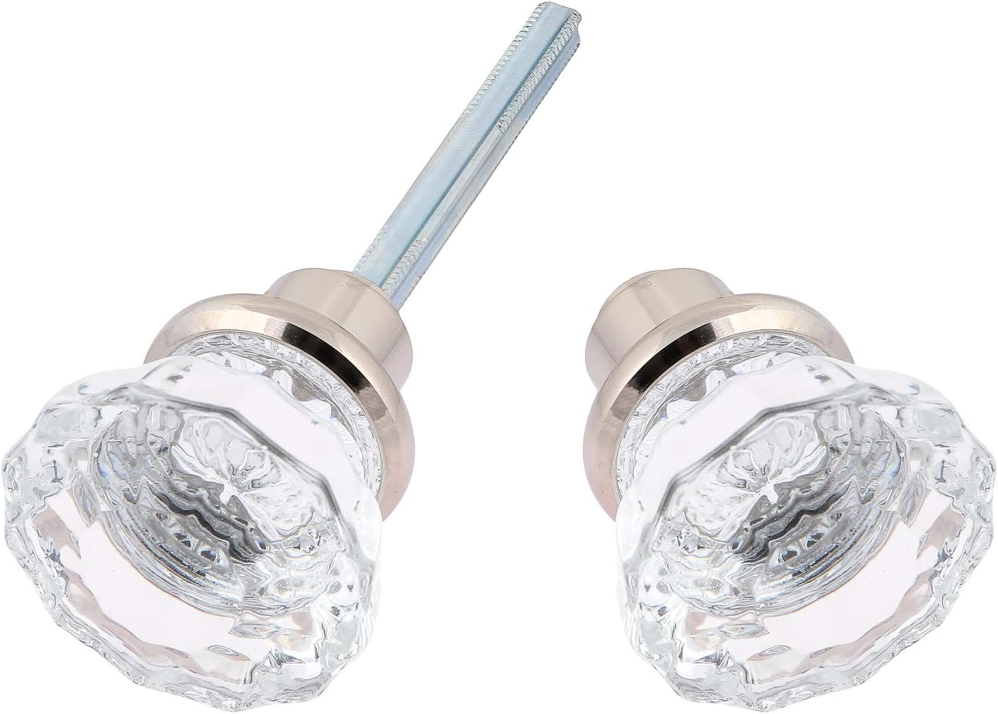 Idh By St. Simons 21302-014 Solid Brass Crystal Knob With Fluted Solid Brass Base& Bright Nickel