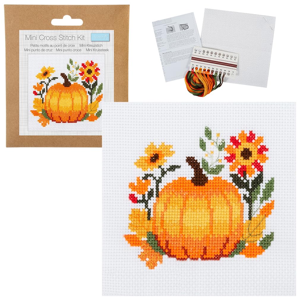 Crafty Capers Multi Halloween Pumpkin | Mini Counted Cross Stitch Kit | 13Cm Square