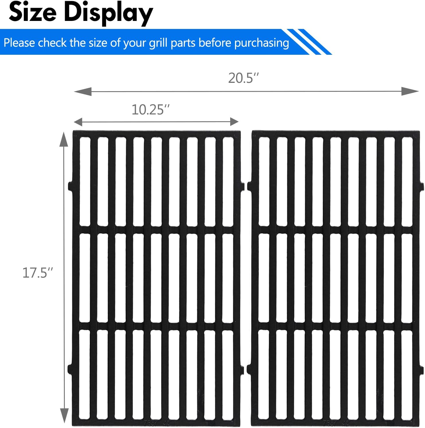 7637 Grill Grates Replacement Parts for Weber Spirit E210 E-215 E-220 S-210 S-215 Spirit ii E210 ii E-220 Grill Parts 17.5 Inch 64815 67022 Weber Spirit 200 Series Cooking Grates Cast Iron Grids 17.5 x 20.5 for spirit and spirit ii 200