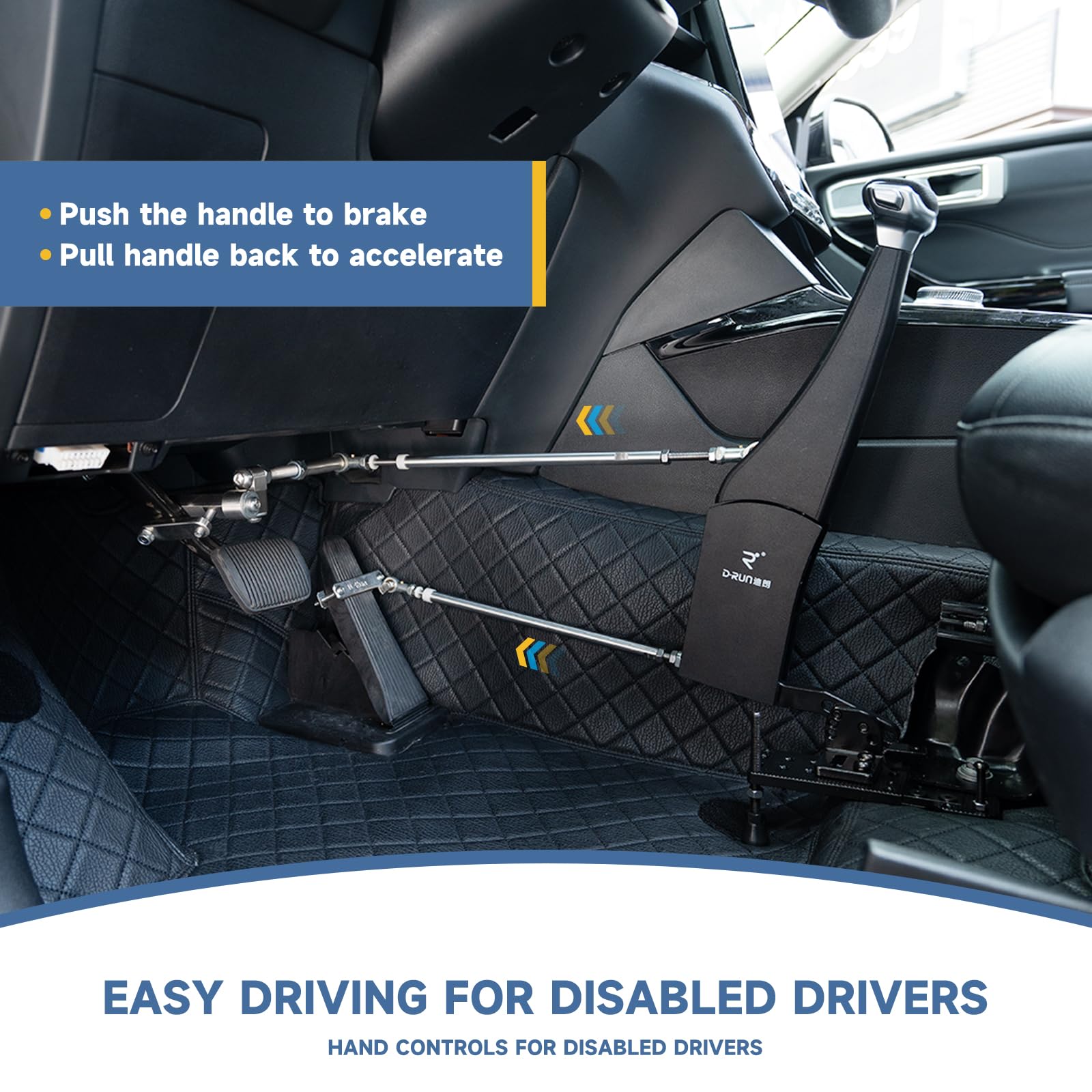 CQmuniu Hand Controls for Disabled Drivers,Handicap Driving Hand Controls,Hand Controls for Vehicle with Steering Wheel Spinners,Suitable for 99% Vehicle Models (Generation 2)