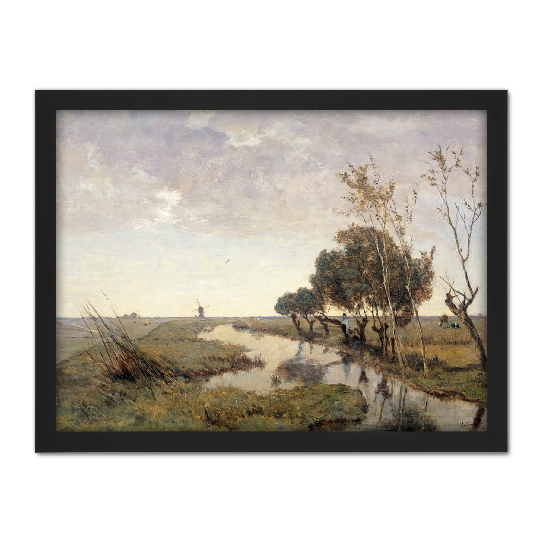 Artery8 Paul Gabriel A Watercourse Near Abcoude Painting Artwork Framed Wall Art Print 18X24 Inch