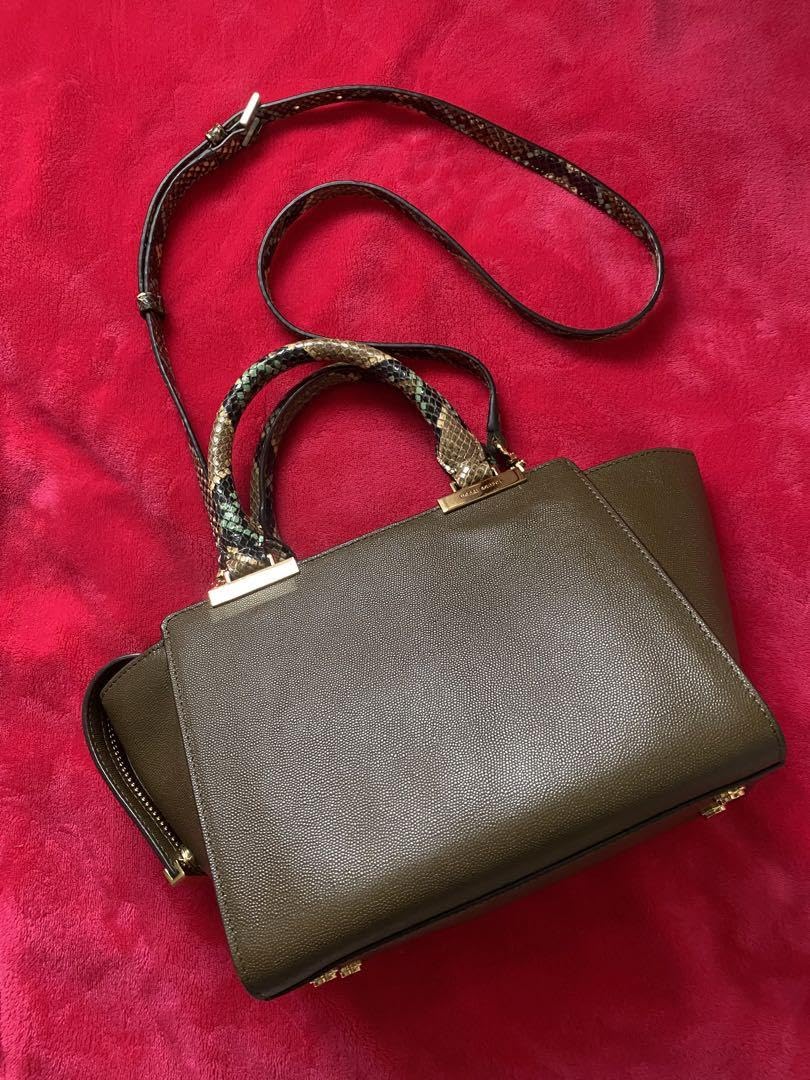ヘンリベンデル HENRI BENDEL ハンドバッグ - キャンバス 白×ダーク 