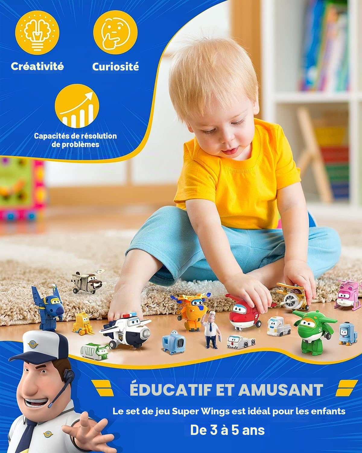 Super Wings Transform-a-bots Les Avions de Ligne du Monde, Série 2, (Pack de 15 figurines de 5 cm),Jouet Enfant 2 3 4 5 6 7 8 Ans Garcon Fille