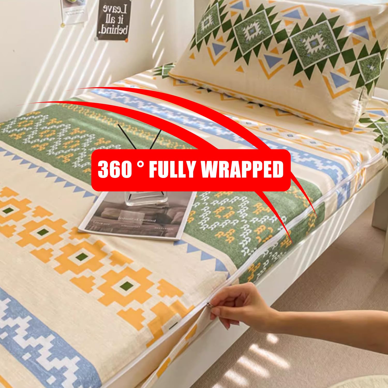 F,100x200cm(Twin), 100% Cotone Futon Cover per Giapponese Futon Floor Materasso Morbido Coprimaterasso Futon Tradizionale Protezione per Materassi A Fascia Completa Copriletto