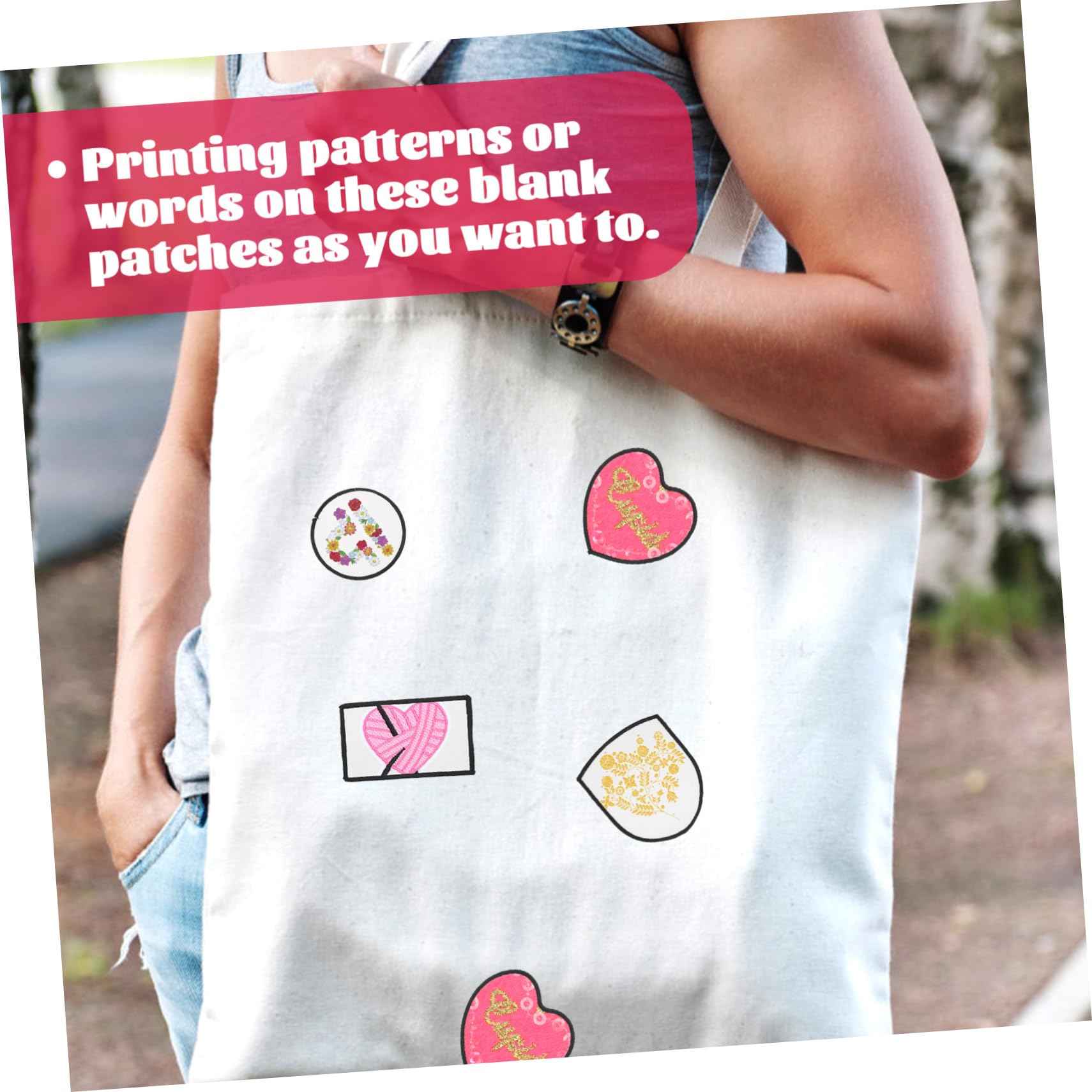 DOITOOL 80 Stck. Teiliges Bügelbild Weiße Blanko DIY Patches mit Stark Haftendem Hotmelt Rücken zum Aufbügeln Kleidung Jeans Taschen Vielseitig für Reparatur und Gestaltung
