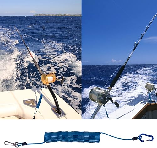 Miniatura 7 de Fishing Lanyard, Heavy Duty Coiled Lanyards Stainless Steel Wire Inside, Safety Rope Extension Cord Tether Retractable Fishing Accessories for Rods