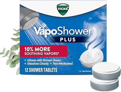 Vicks VapoShower Plus vaporizadores de ducha vaporizador de ducha de eucalipto y aroma a mentol tabletas de ducha de vapor de disoluciĂłn limpia Vicks VapoShower Plus vaporizadores de ducha vaporizador de ducha de eucalipto y aroma a mentol tabletas de ducha de vapor de disoluciĂłn limpia