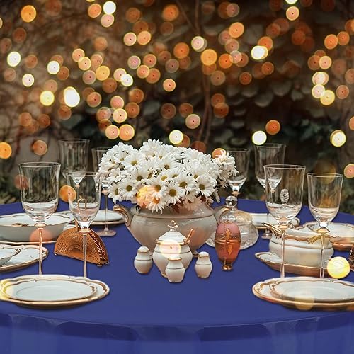 Miniatura 4 de Mixweer 36 manteles redondos de 84 pulgadas, color azul marino, mantel circular decorativo desechable para bodas, fiestas de cumpleaños,