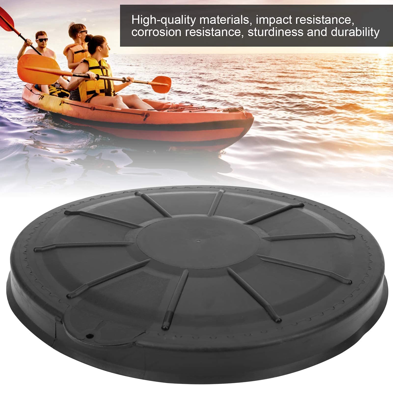 2 Stück Bootsluken Deckplatte 27 cm Schwarz Inspektionsdeckel Runde Kunststoff Lukendeckel Kajak Luke Cover Kajakdeckluken Abdeckplatte für Marine Boot Kajak