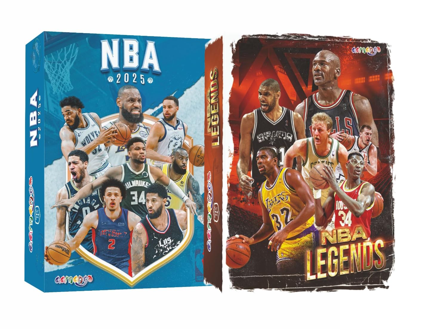 Aamango NBA Trump Cards – Combo Pack (NBA Legends + NBA Stars 2025 Edition) | 2-Deck Collectible Basketball Trump Card Game Featuring Michael Jordan, Lebron James, Stephen Curry, Kobe Bryant & More