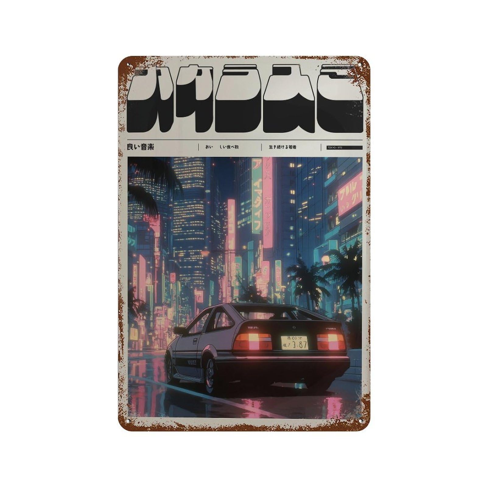 xiaoxiaoshen Retro Japanese Cityscape. Y2k Indie Wall Decor Art Metal Tin Poster Modern Home Decor Art Home Bar Shop Decorations Vintage Sign 30x20cm