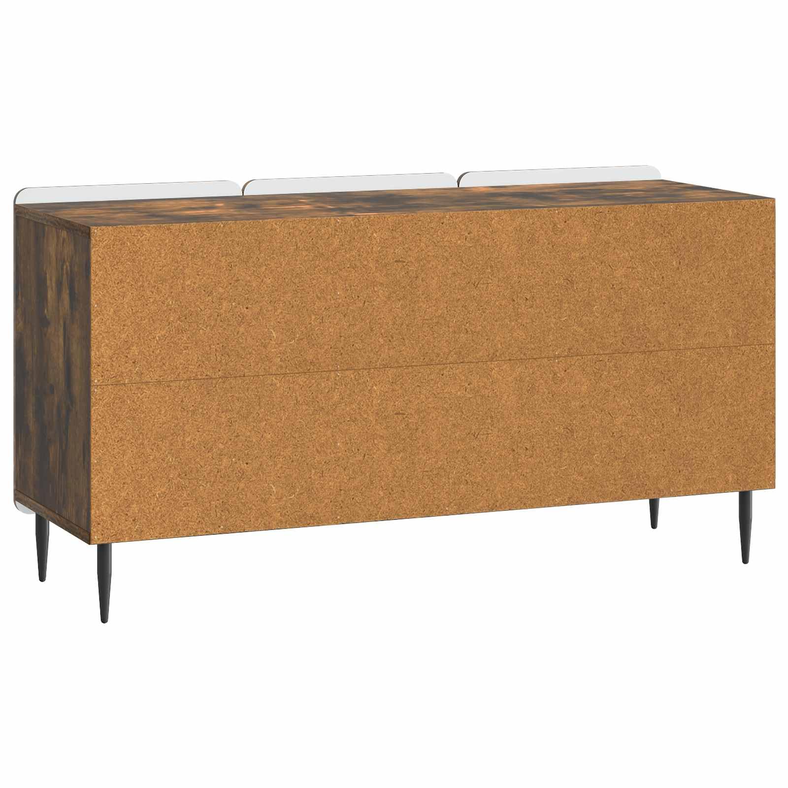 Mobile TV in rovere affumicato, 99 x 34,5 x 52 cm, moderno mobile basso in legno con 3 ante e gambe in acciaio, elegante mobile per soggiorno, fino a 60 kg