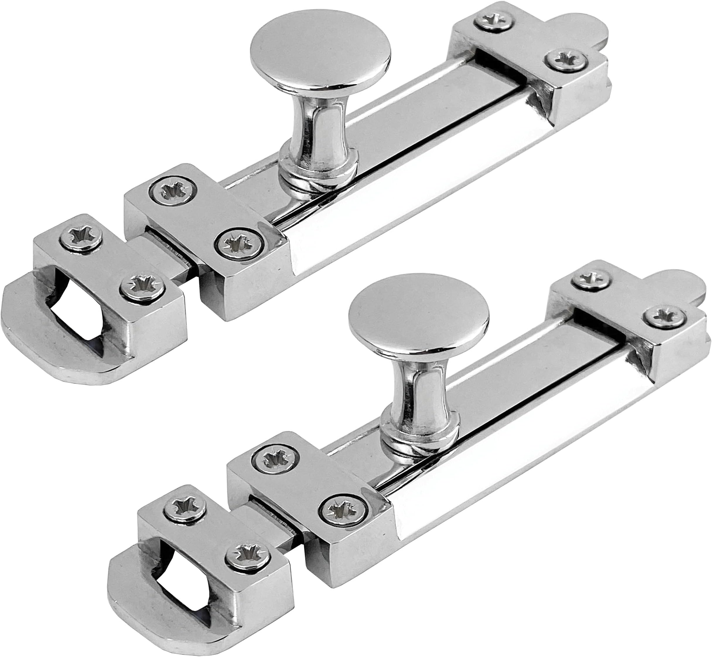 IRONTITE® 2 Pack Chrome Sliding Door Lock - Surface Mounted, Perfect Slide Bolt Lock for Bedrooms, Bathrooms, Cupboards. 100mm (4")