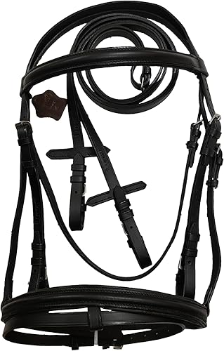 Miniatura 3 de Caballo Western English Full Size Negro Cuero Snaffle Bridle con RIÑAS completas