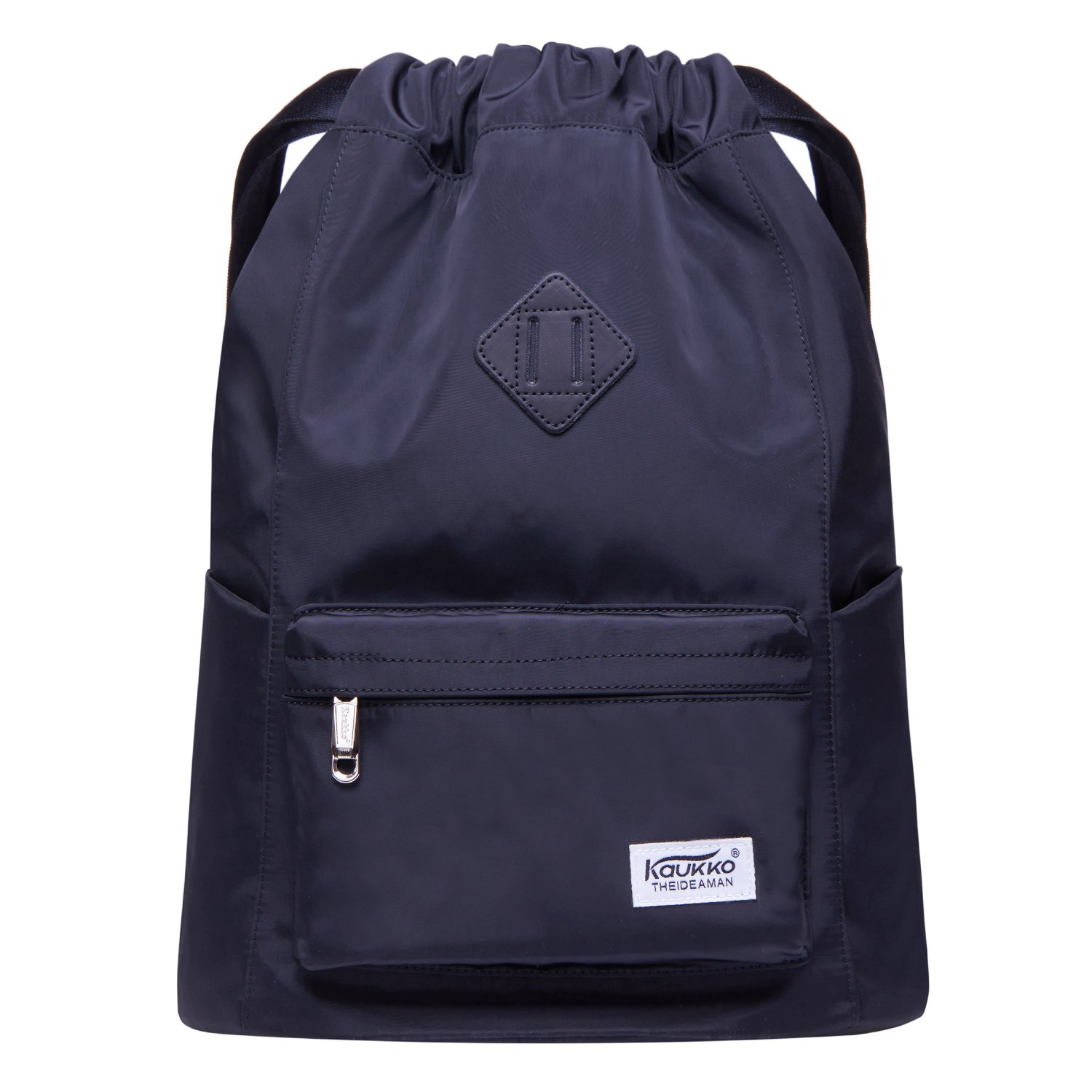 KAUKKO Bolsa de gimnasio de lona con cordón y bolsillo interior, mochila escolar, mochila deportiva de — view 19