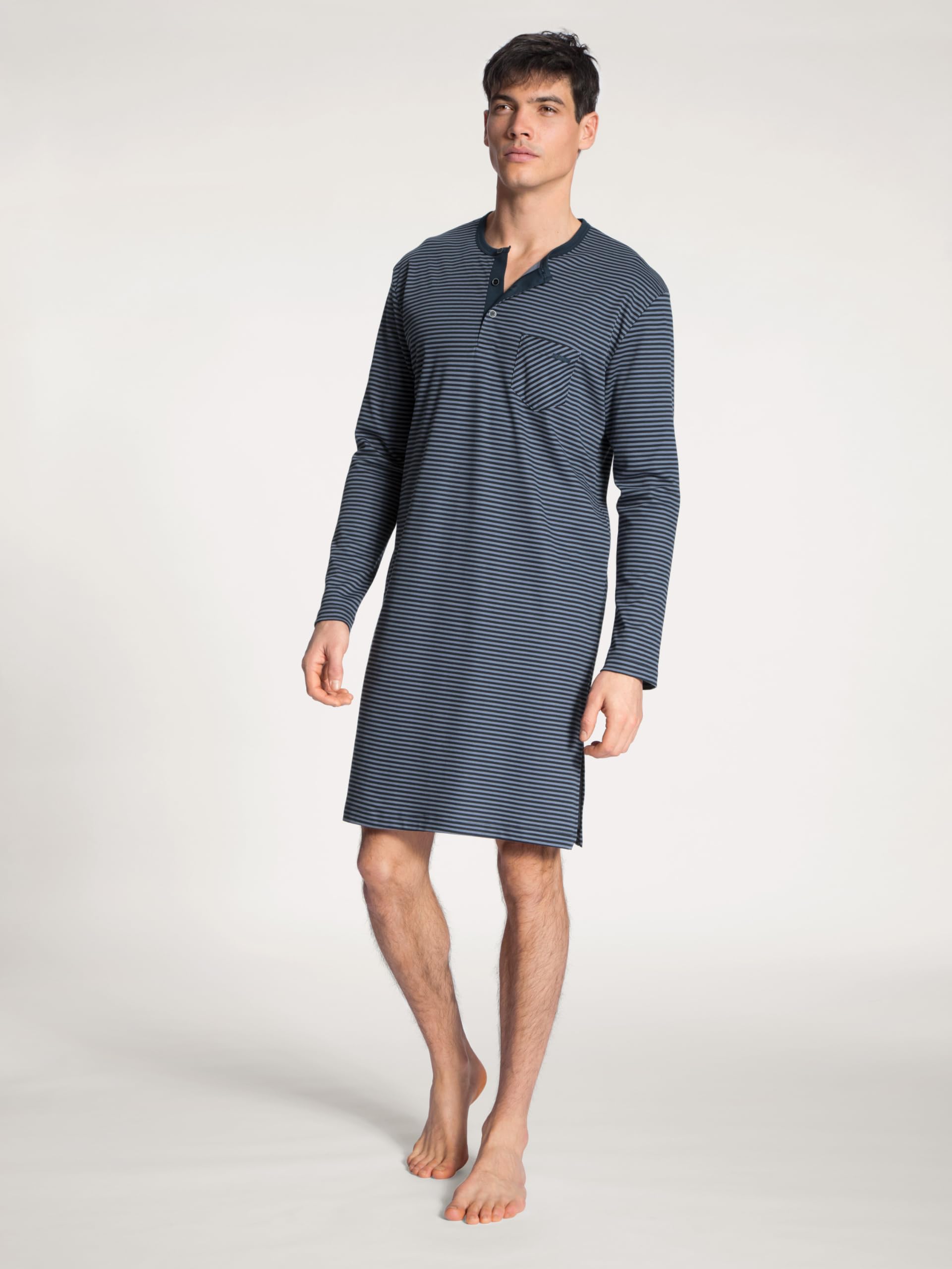 CALIDA Chemise de Nuit Manches Longues Relax 100% Coton Interlock (Dark Sapphire), Chemises de Nuit, 100% Coton Interlock
