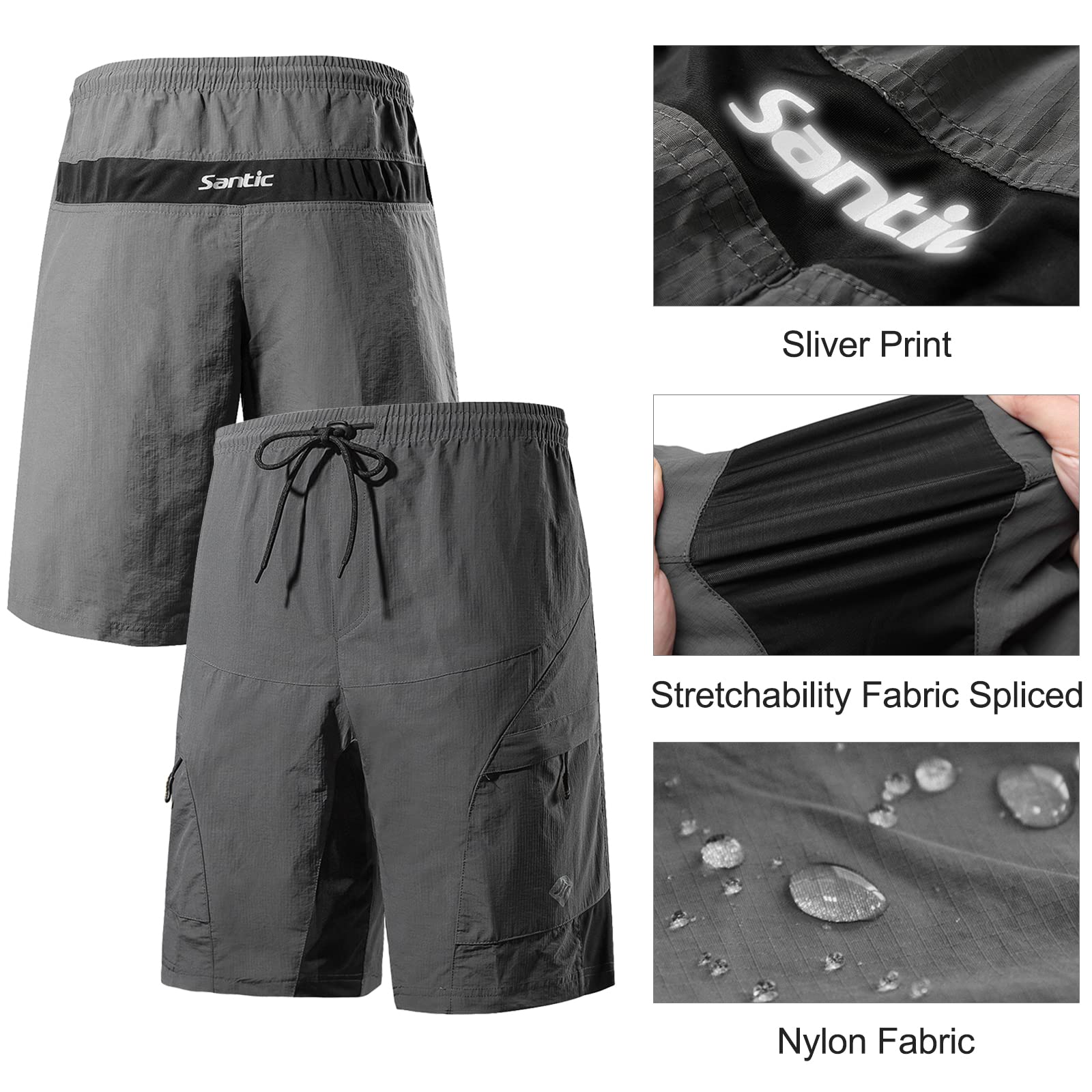 Santic Męskie Spodenki Na Rower Górski Loose Edition Lekkie RRowerowe MTB Coolmax Oddychająca