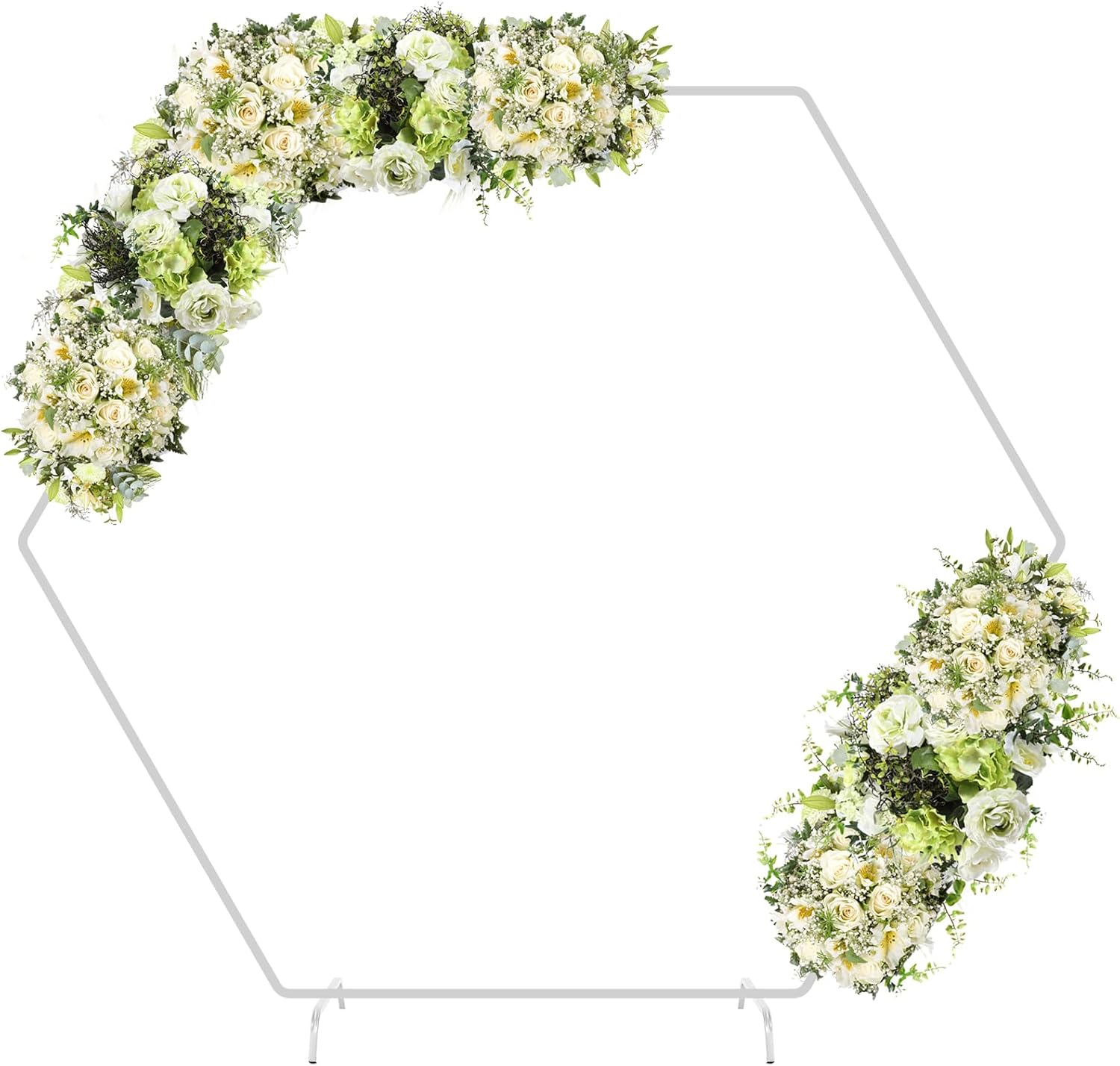 PINPON 7.2FT Hexagon Wedding Arch, Metal Arch Backdrop Stand for Wedding Party Decoration Graduation Anniversary Baby Shower Background, Indoor Outdoor Backdrop Frame Decoration(White)
