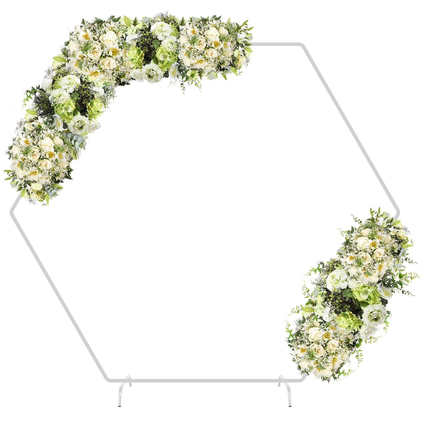 PINPON 7.2FT Hexagon Wedding Arch, Metal Arch Backdrop Stand for Wedding Party Decoration Graduation Anniversary Baby Shower Background, Indoor Outdoor Backdrop Frame Decoration(Gold)