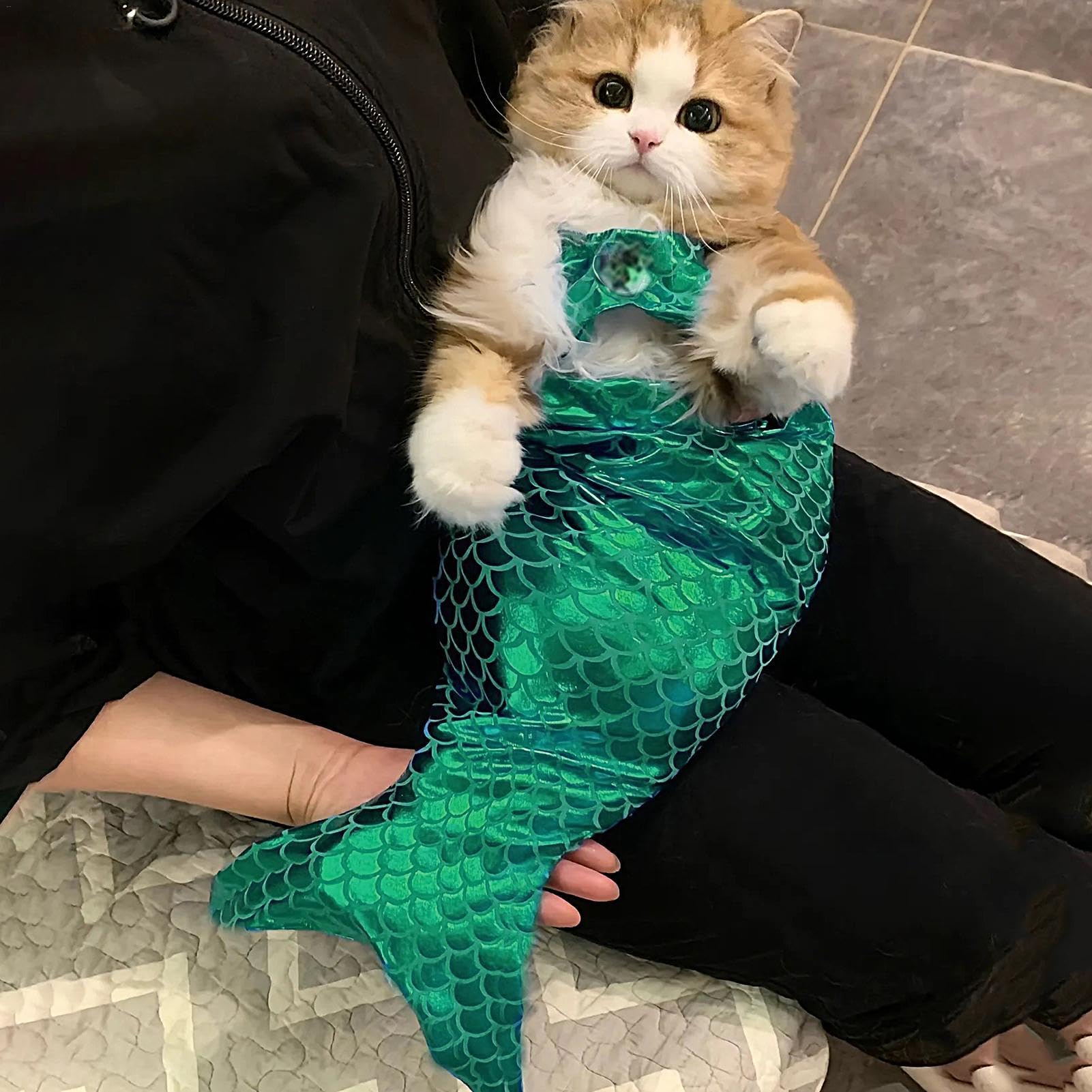 Cat Mermaid Costume, Cat Mermaid Outfit, Mermaid Costume for a Small Dog or Cat, Sequin Mermaid Tail Clothes for Cat, Funny Pet Costumes for Cat and Dog