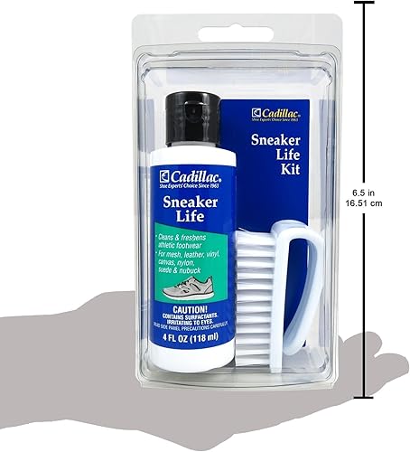 Miniatura 4 de Cadillac Sneaker Life - Kit de limpieza de zapatos atléticos - Limpiador premium + cepillo para blancos, gamuza, cuero, lona, botas de nobuck y más,