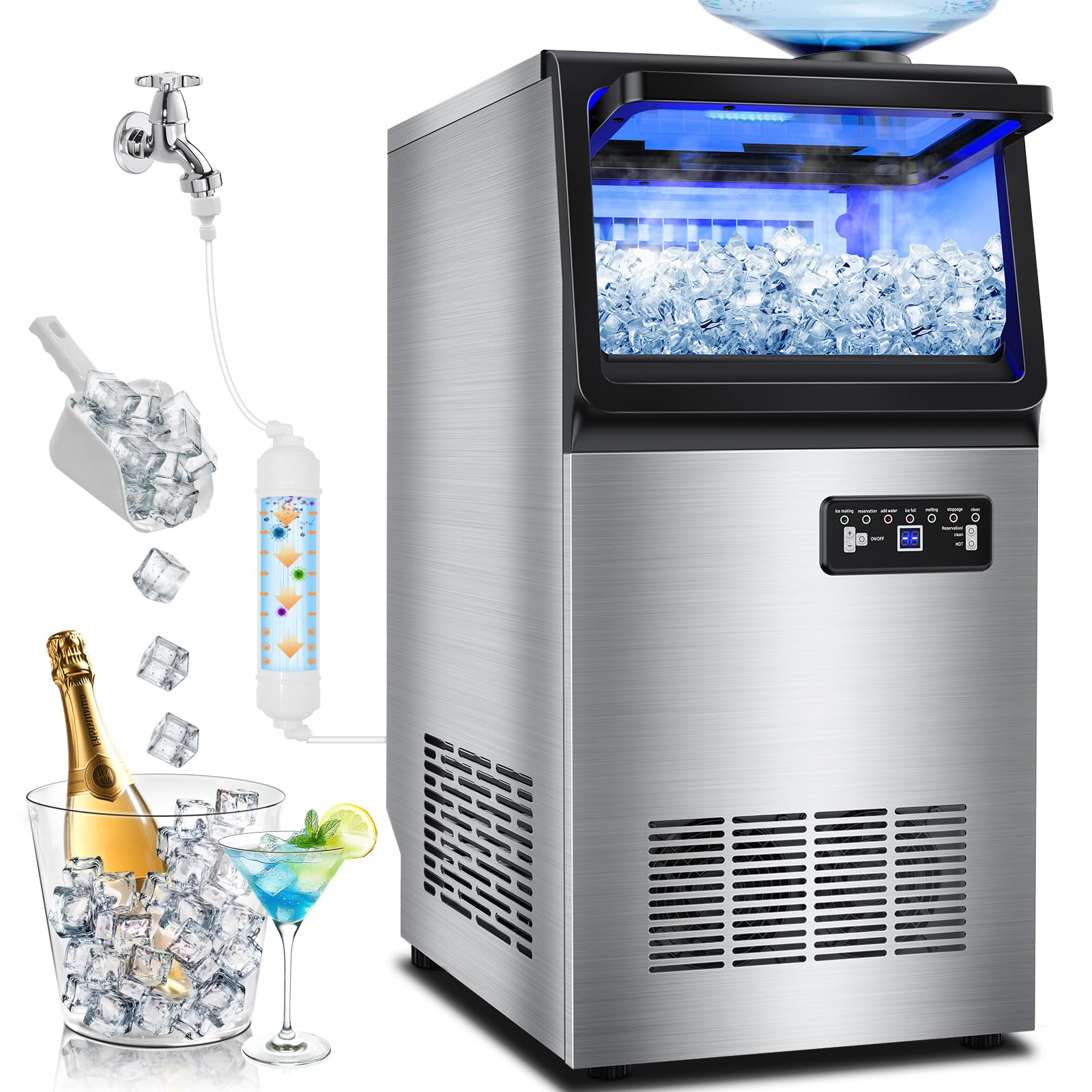 Commercial Ice Maker Machine Stainless Steel 150LBS/24H