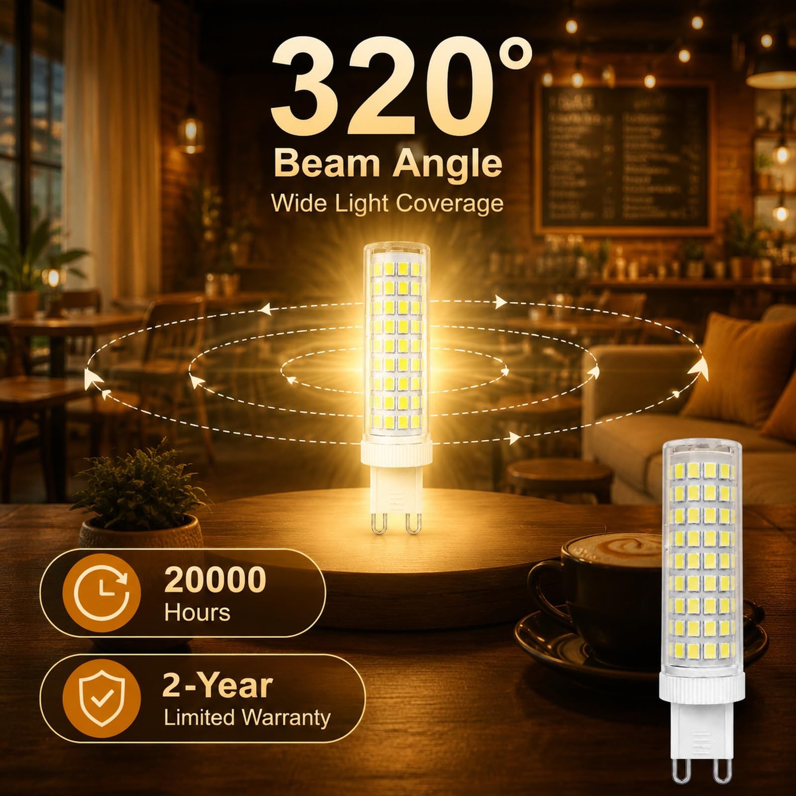 Bombillas LED G9 Mini Cerámica 15W, Luz Fría 6000K, Equivalente a 120W Halógena, 1000LM, No Regulable, Para Pequeñas Colgantes Cocina(10 Pack)