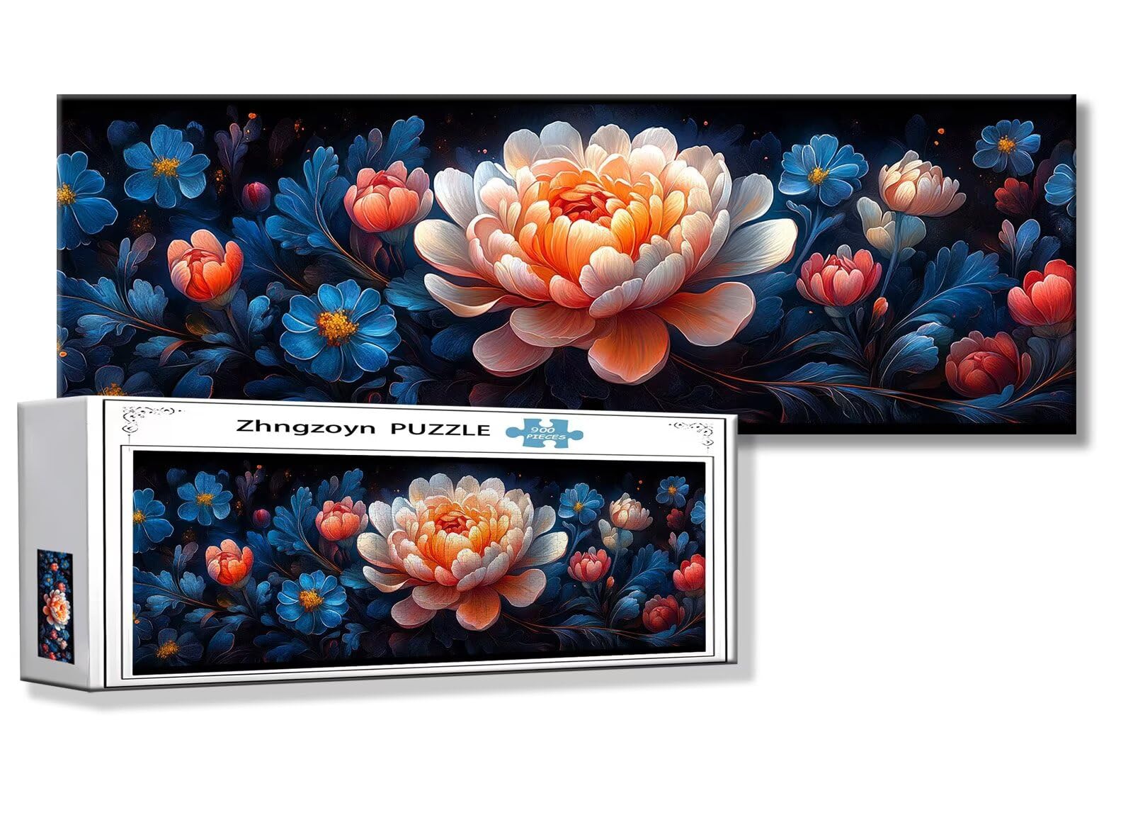 Puzzle Fleur 900 Pieces Paysage Puzzle Adultes 87 x 34 cm DIY Difficile Classiques Jigsaw Panoramique, Adulte Jeu éducatif, 2025 Bois Jigsaw Art Impossible Famille Challenge, Cadeau pour Femme J-7