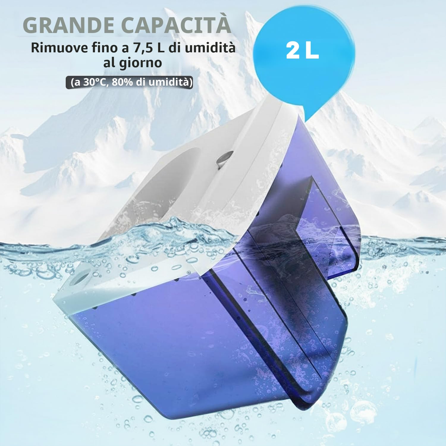 Senelux Deumidificatore T8PLUS, 2000ml, Ultra Silenzioso, Risparmio Energetico, Spegnimento Automatico, 0,71 Litri/Giorno, Bianco per Casa, Camera da Letto, Armadio ecc.