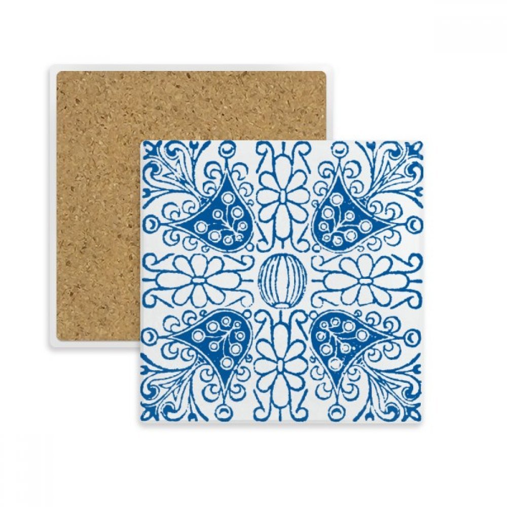Coaster en pierre absorbant avec motif Talavera bleu dessous de verre carré