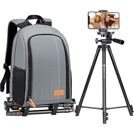 Amazon.com: TARION Bolsa para cámara pequeña + trípode para cámara de  teléfono | Mochila de cámara negra con compartimento para ordenador  portátil impermeable + trípode de viaje de 50.6 pulgadas : Electrónica