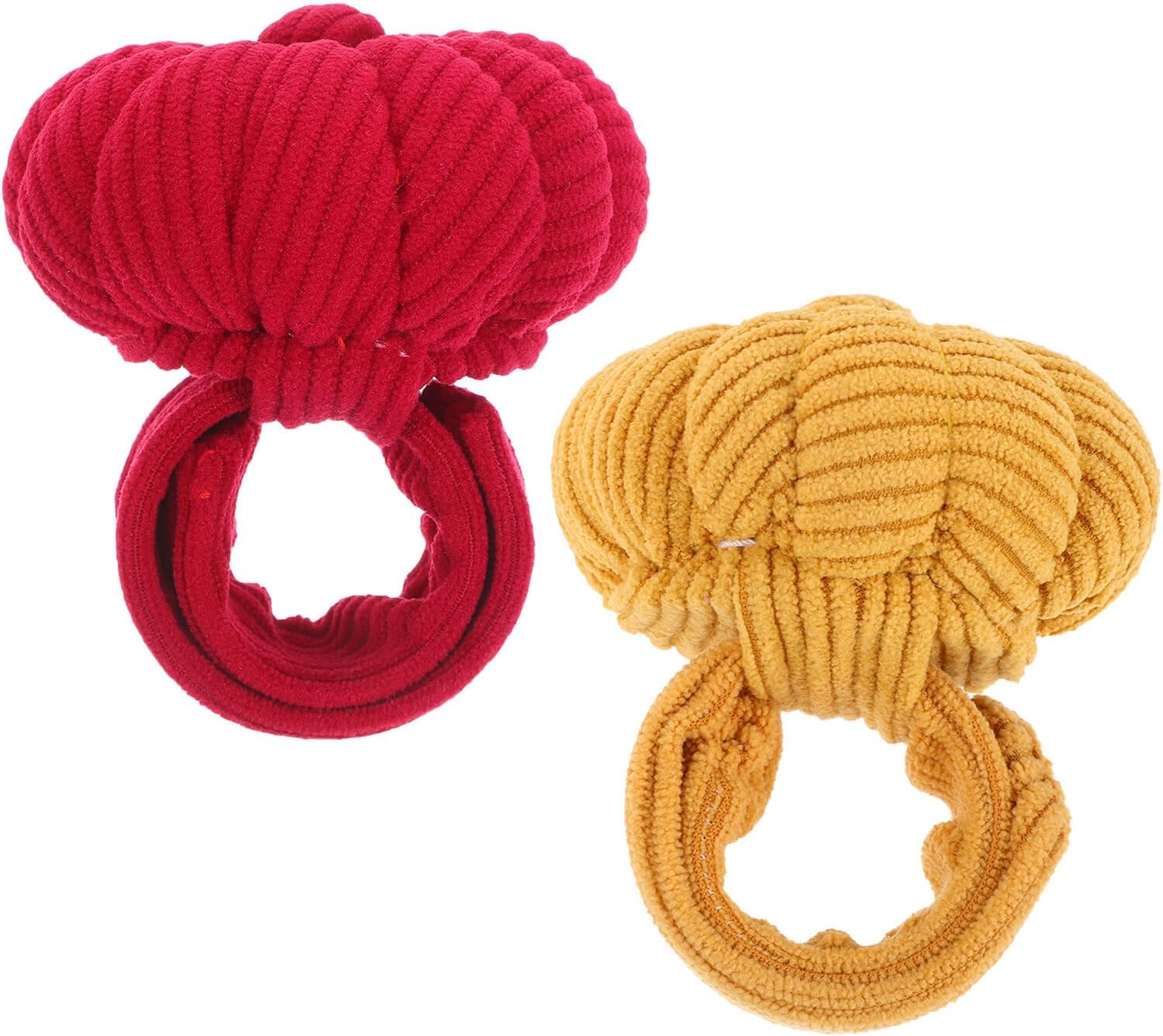 SEWACC 2pcs Pumpkin Wrist Pin Cushion Set with Red and Dark Yellow Corduroy Fabric, Sewing Needle Pincushions with Adjustable Wristbands for Quilting and Embroidery Craft Projects