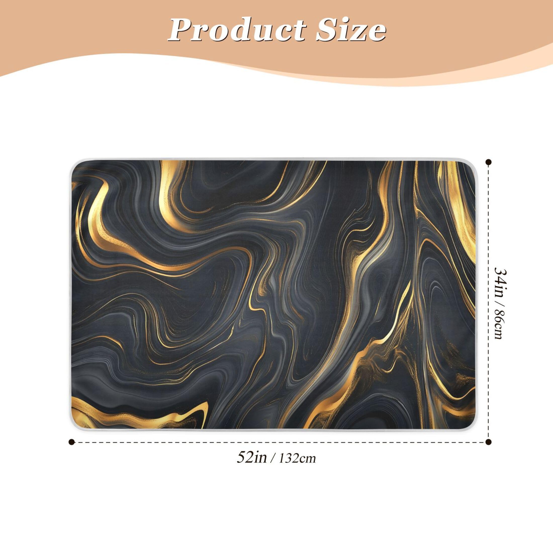 Takiito Gold Black Marble Bed Pad Reusable Bed Underpad Washable Waterproof Leak-Proof Quick Dry Incontinence Pee Pad for Toddlers Kids Adults Pets 34x52 in
