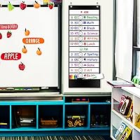 Vista 2 de Tabla de bolsillo para horario diario, 13+1 bolsillos para niños, horario diario para niños, tabla de bolsillo para aula, escuela, oficina u hogar
