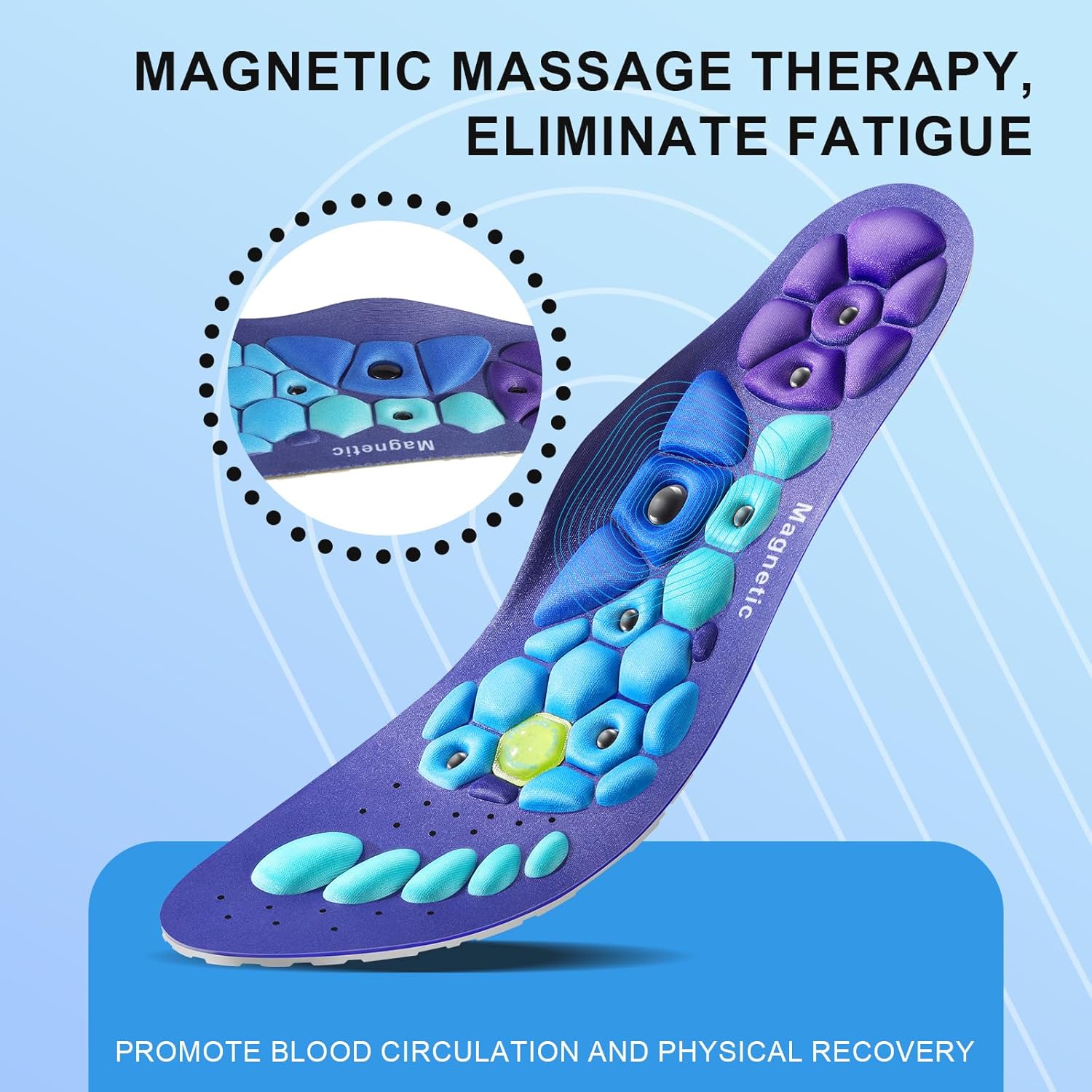 Acupressure Insoles for Men and Women: Magnetic Massage Insoles with Acupoint Therapy, Shock Absorption, Non-Slip, Feet Comfort Support (Blue, L(Men 9.5-12/Women 10.5-13)) - Image 2