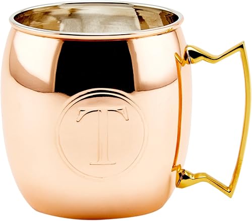 Miniatura 29 de Old Dutch - Taza de cobre macizo con monograma, de 16 onzas, L