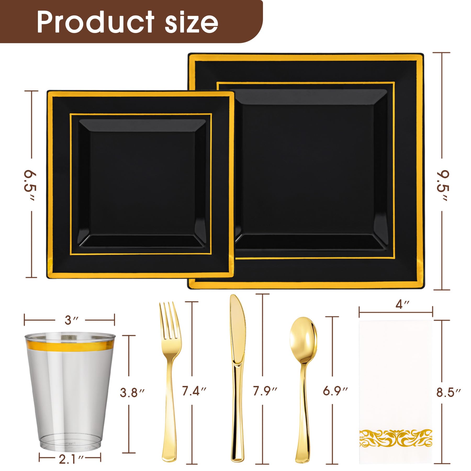 Black & Gold Disposable Plates - 350 Pack -2