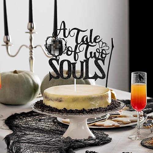 Miniatura 4 de Decoración para tartas con purpurina negra "A Tale of Two Souls", "Till DeathTill Death Do Us PartyAbout Damn Time", decoración temática de