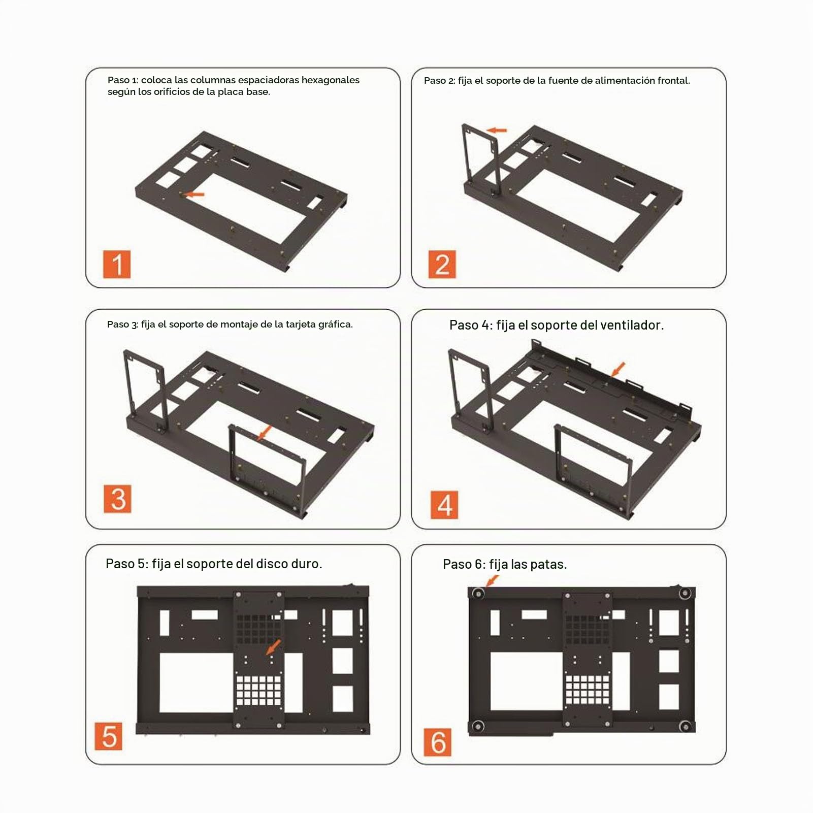 Bastidor Abierto para Placa Base ATX para Computadora, Chasis para Computadora ATX, Carcasa de Acero para Computadora para Juegos DIY, Bastidor para Placa Base de Computadora ATX