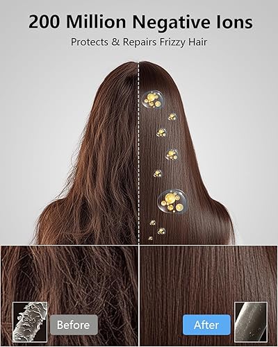 Miniatura 3 de MORECOO Secador de pelo, secador de pelo de alta velocidad para secado rápido, secador de pelo iónico profesional de 200 millones para mujeres con 4