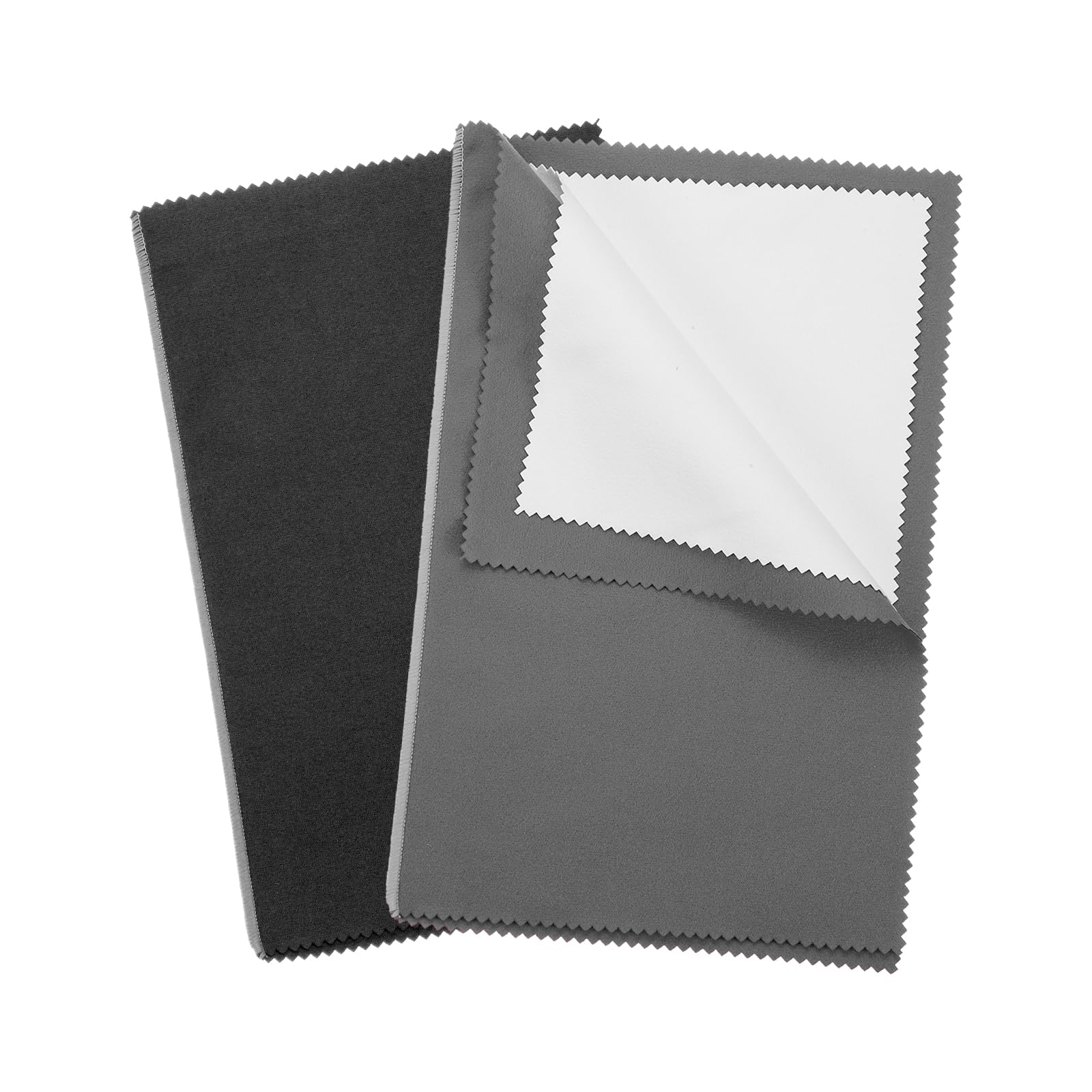 PATIKIL 9.8"x12.6" Jewelry Cleaning Cloth, 2 Pack Double-Sided Fleece Polishing Cloth for Gold, Silver and Jewelry, Black/Dark Gray
